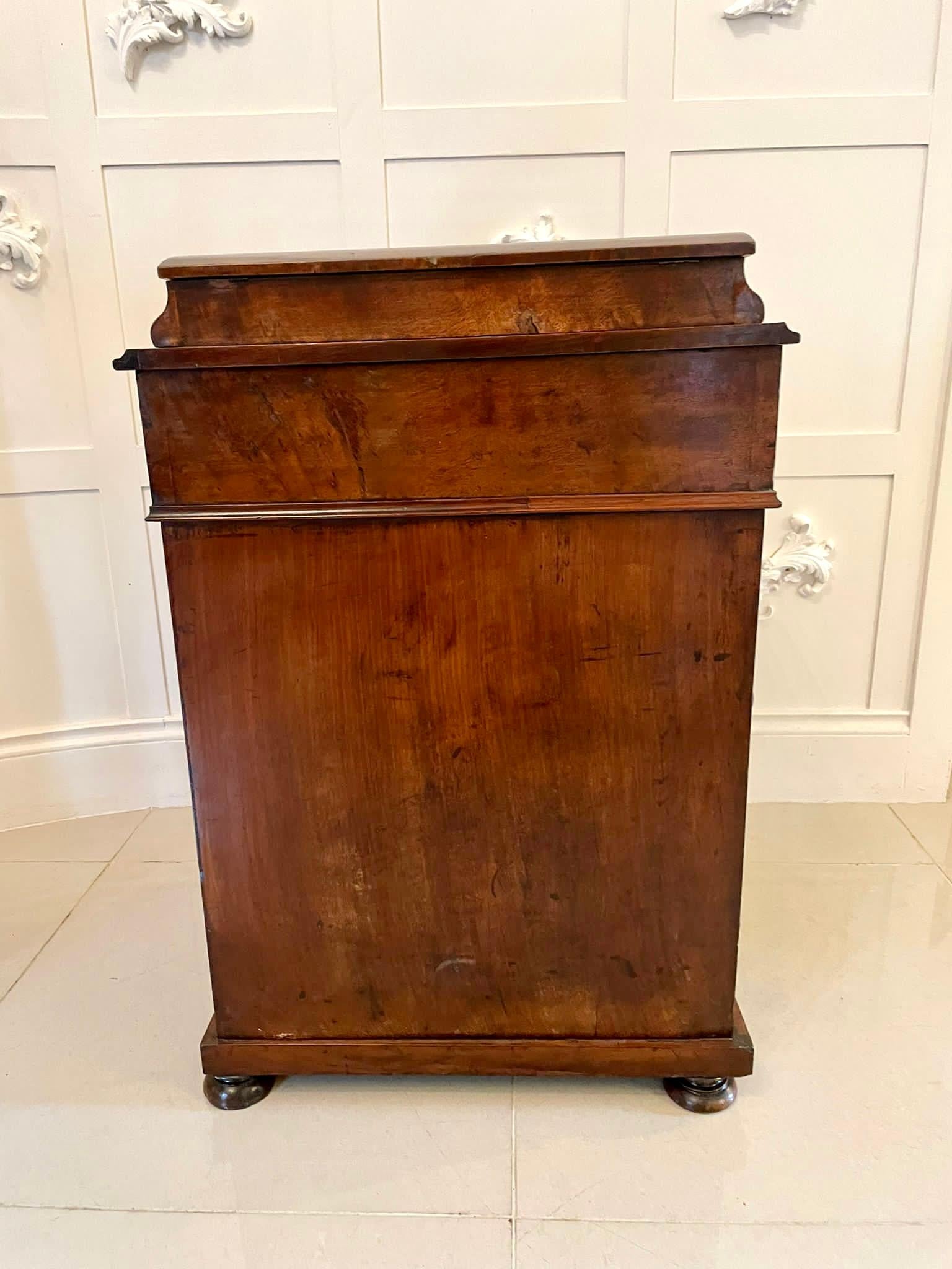 Antique Victorian Burr Walnut Inlaid Freestanding Davenport For Sale 4