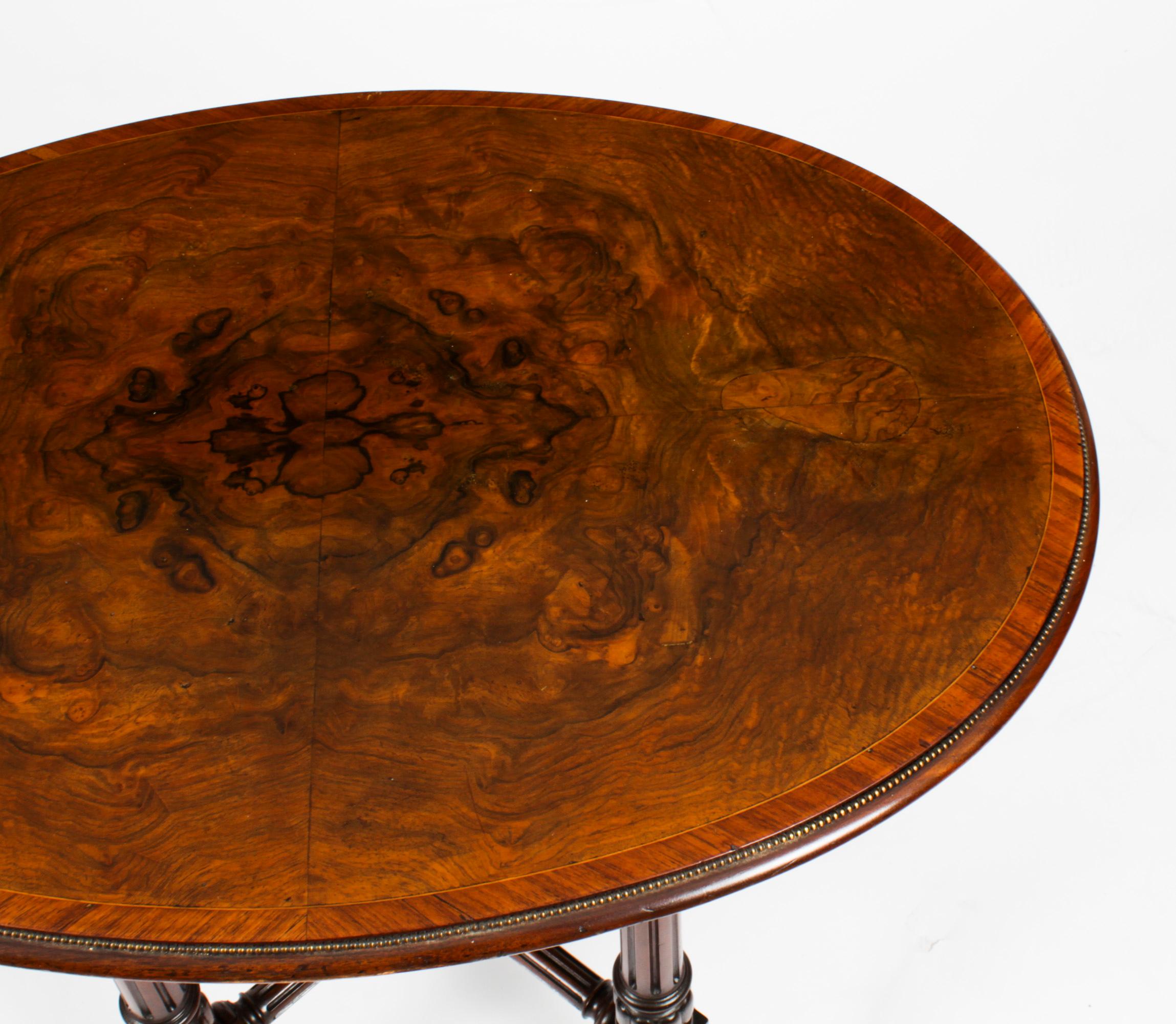 Late 19th Century Antique Victorian Burr Walnut & inlaid Occasional Table 19th Century