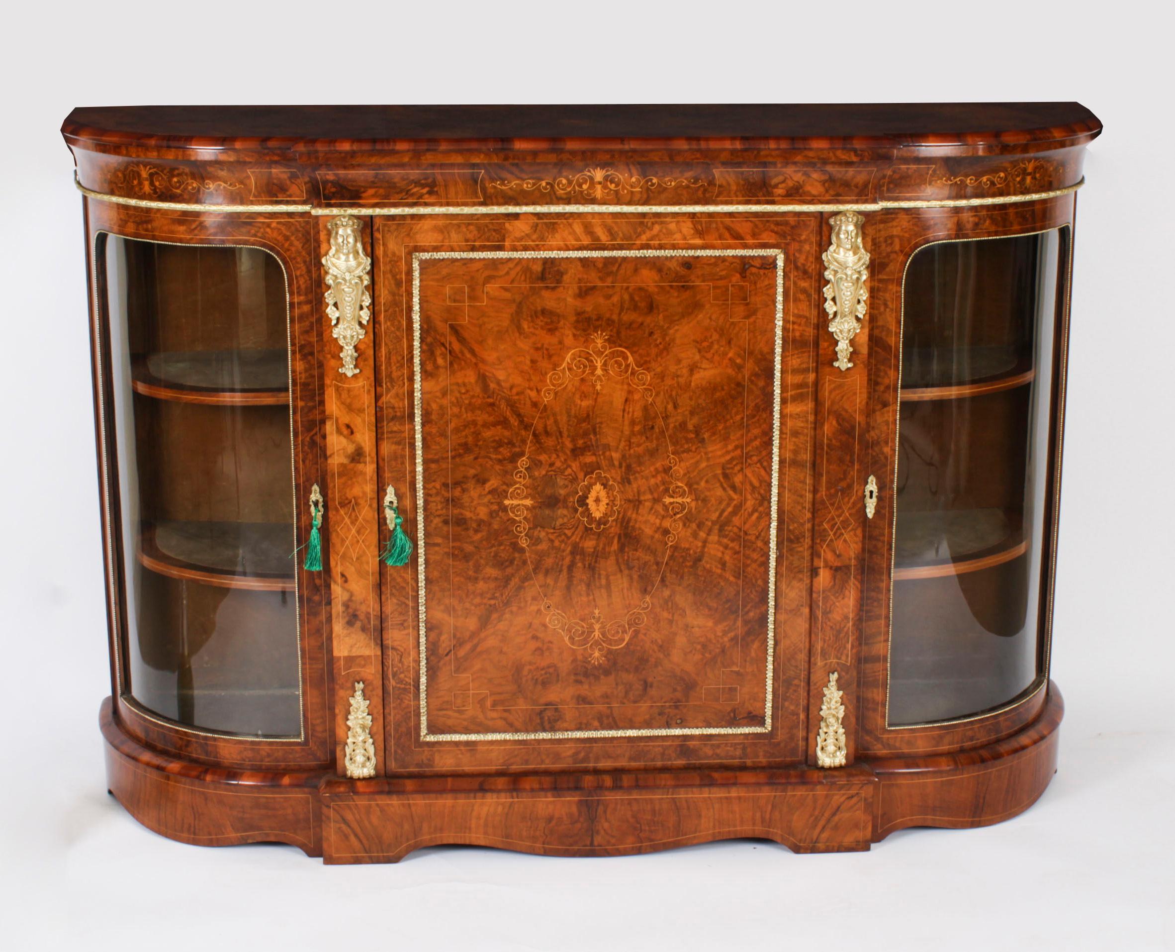 This is a superb antique Victorian burr walnut inlaid and ormolu mounted credenza, circa 1860 in date

Oozing sophistication and charm, this credenza is the absolute epitome of Victorian high society. Its attention to detail and lavish decoration