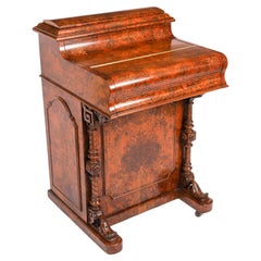 Antique Victorian Burr Walnut & Inlaid Pop Up Davenport Desk 19th Century