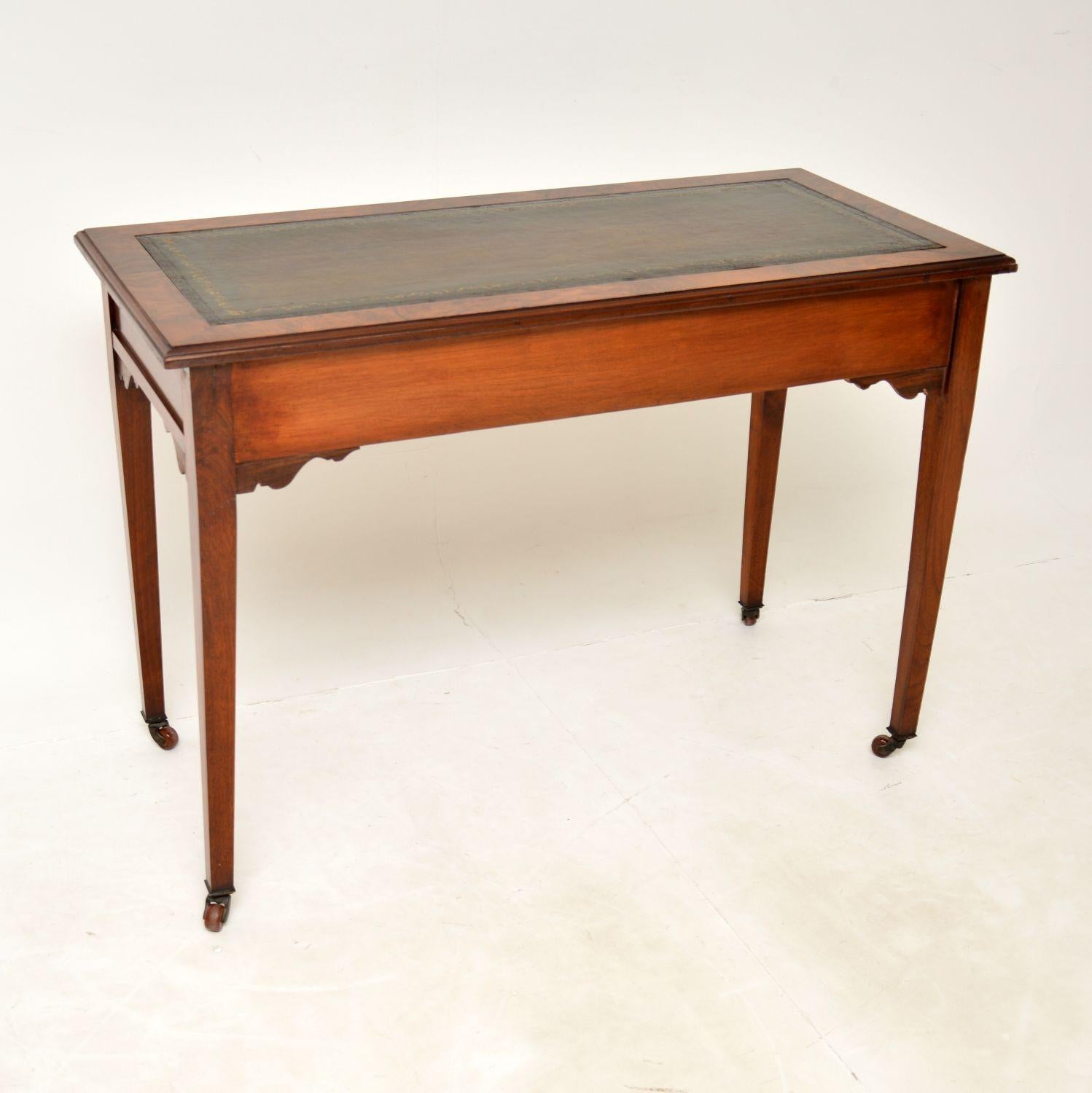Antique Victorian Burr Walnut Leather Top Writing Table / Desk 5