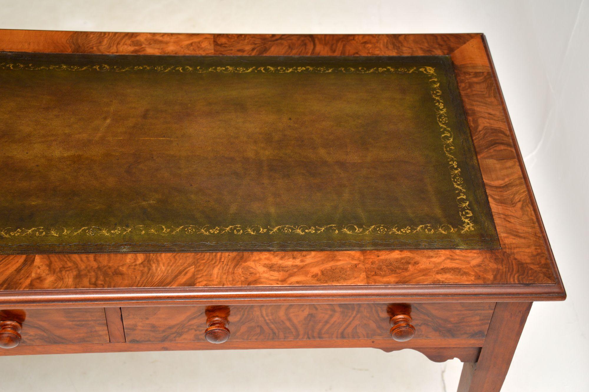 Antique Victorian Burr Walnut Leather Top Writing Table / Desk 1