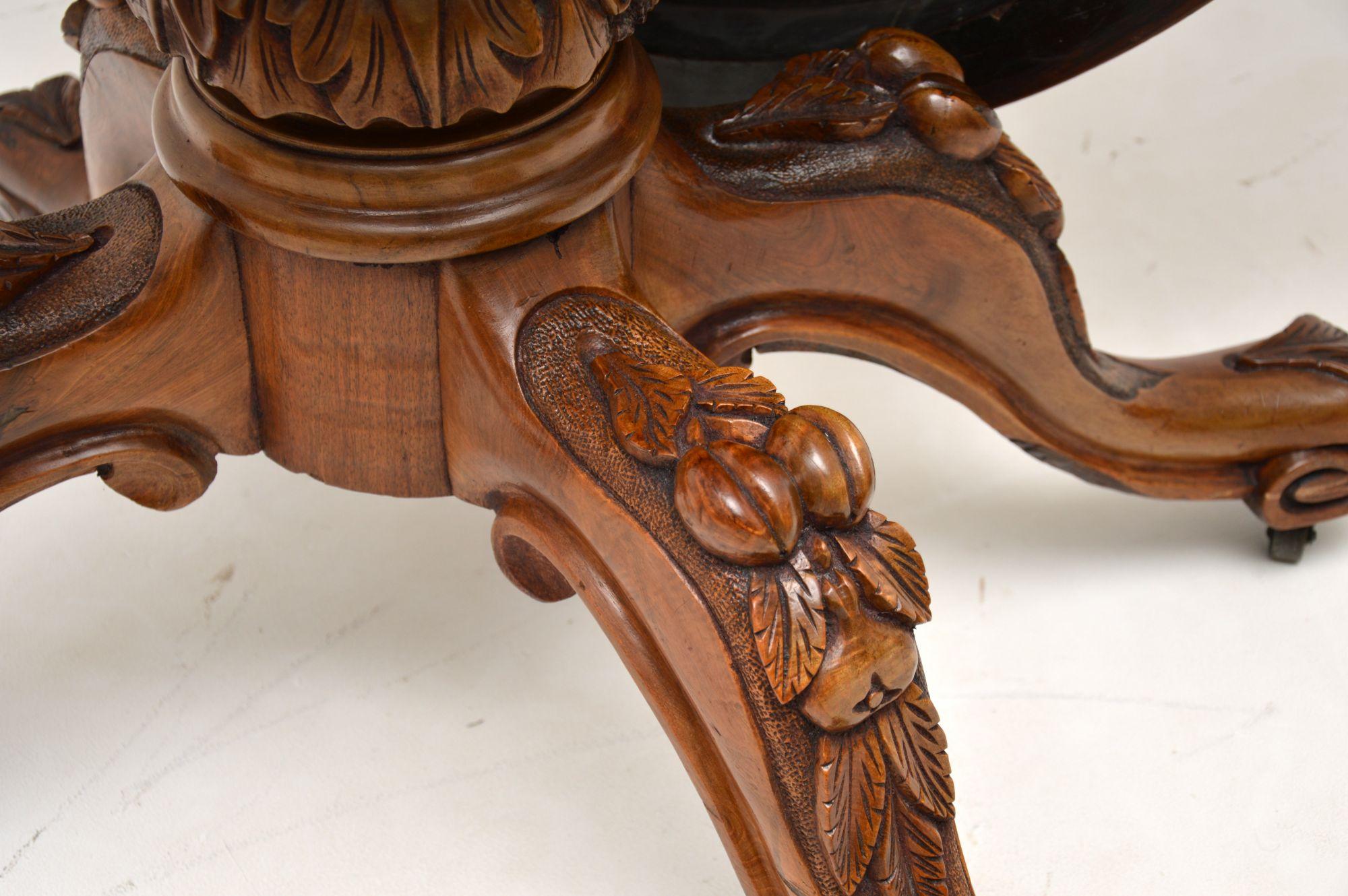 Antique Victorian Burr Walnut Dining Table For Sale 5