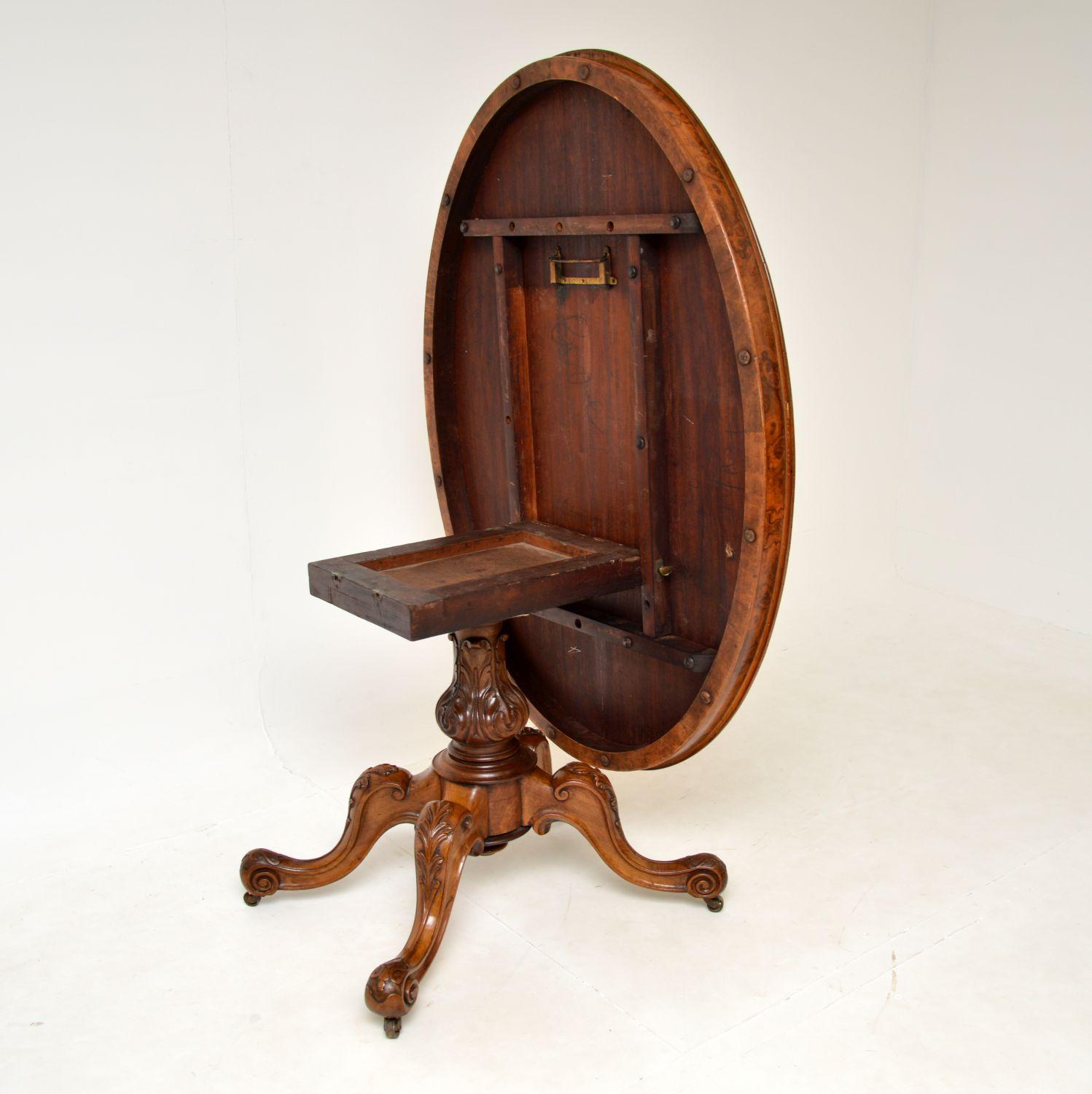 English Antique Victorian Burr Walnut Loo Table