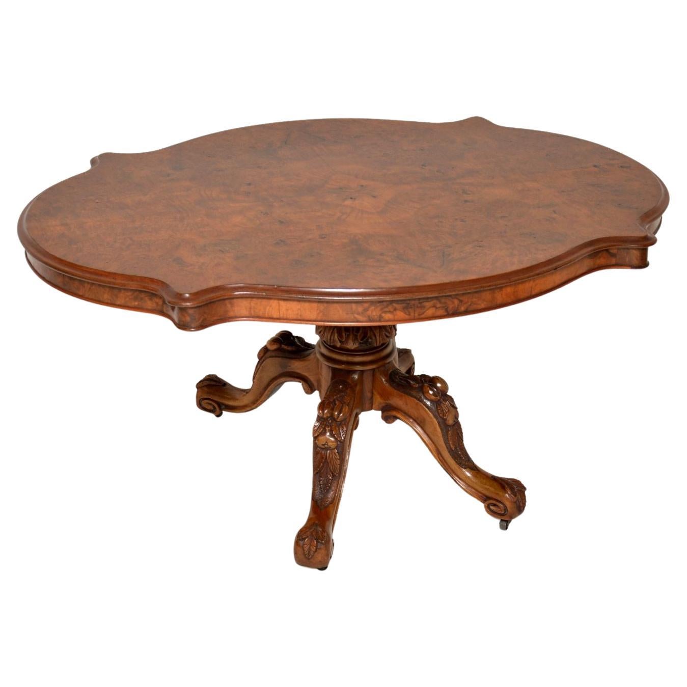 Antique Victorian Burr Walnut Dining Table For Sale