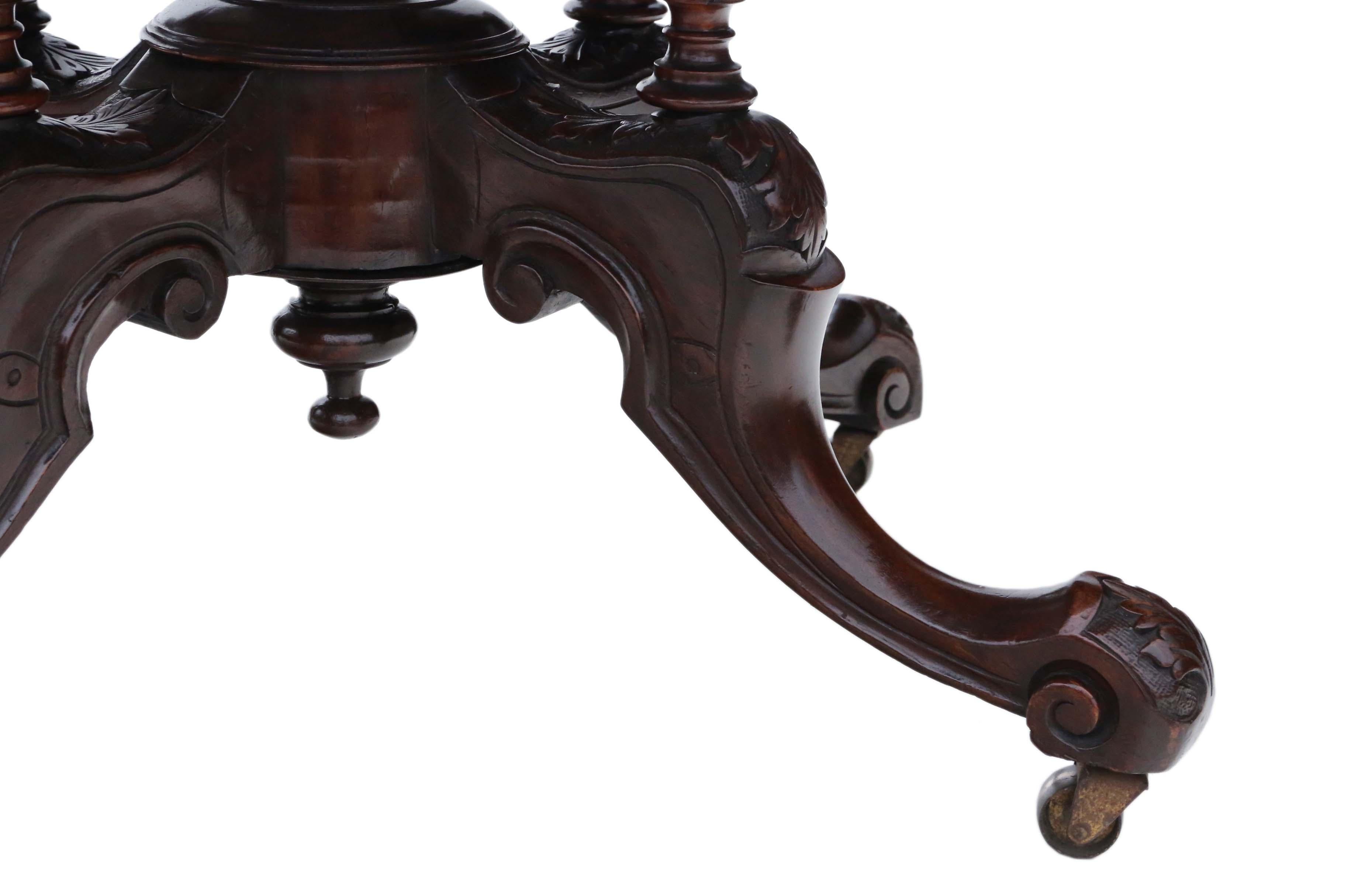 Antique Victorian Burr Walnut Marquetry Oval Loo Breakfast Table Tilt Top 5