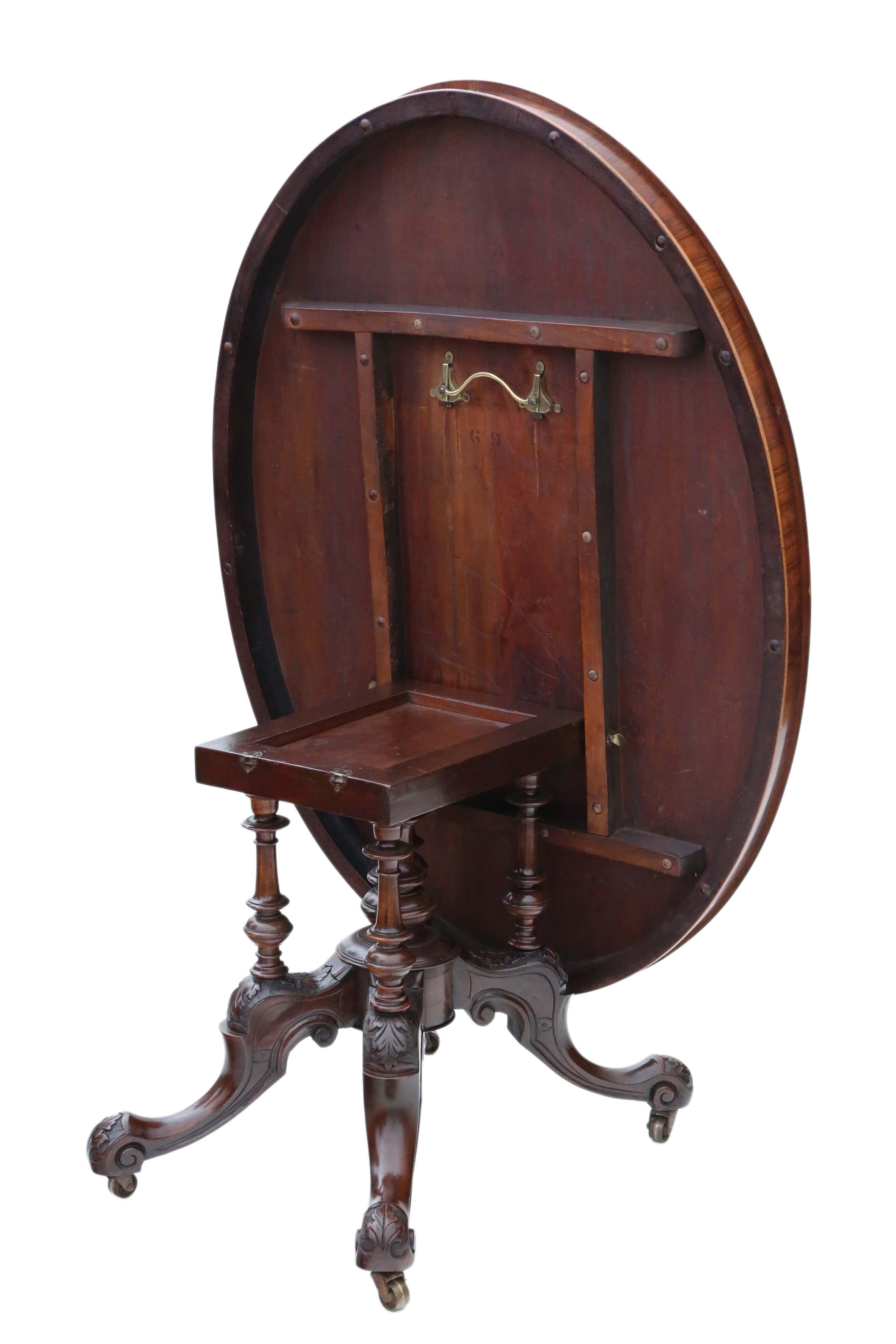 Antique Victorian Burr Walnut Marquetry Oval Loo Breakfast Table Tilt Top In Good Condition In Wisbech, Cambridgeshire