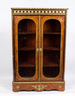 Antique Victorian Burr Walnut Ormolu Mounted Display Cabinet 19th Century