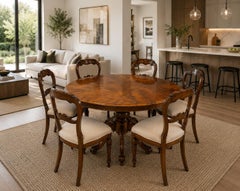 Antique Victorian Burr Walnut Oval Centre Dining Table 6 Seater Tilt Top