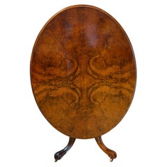 Antique Victorian Burr Walnut Oval Centre Dining Table 6 Seater Tilt Top