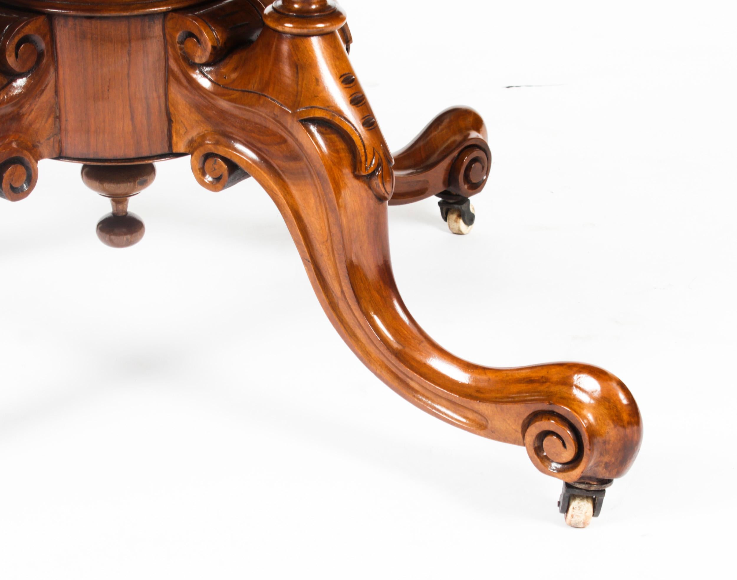 Antique Victorian Burr Walnut Oval Loo Table 19th Century 6