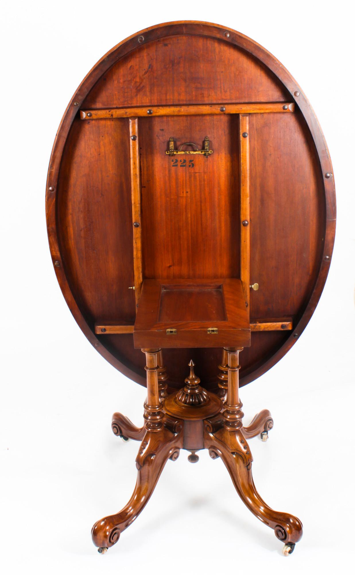 Antique Victorian Burr Walnut Oval Loo Table 19th Century 8
