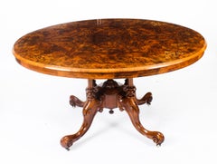 Antique Victorian Burr Walnut Oval Loo Table 19th Century