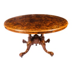 Antique Victorian Burr Walnut Oval Loo Table 19th Century