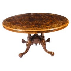 Antique Victorian Burr Walnut Oval Loo Table 19th Century