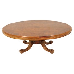 Antique Victorian Burr Walnut Oval Low Coffee Table Reduced, Scotland 1870 B2848