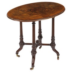 Antique Victorian Burr Walnut Oval Occasional Table, 19th Century