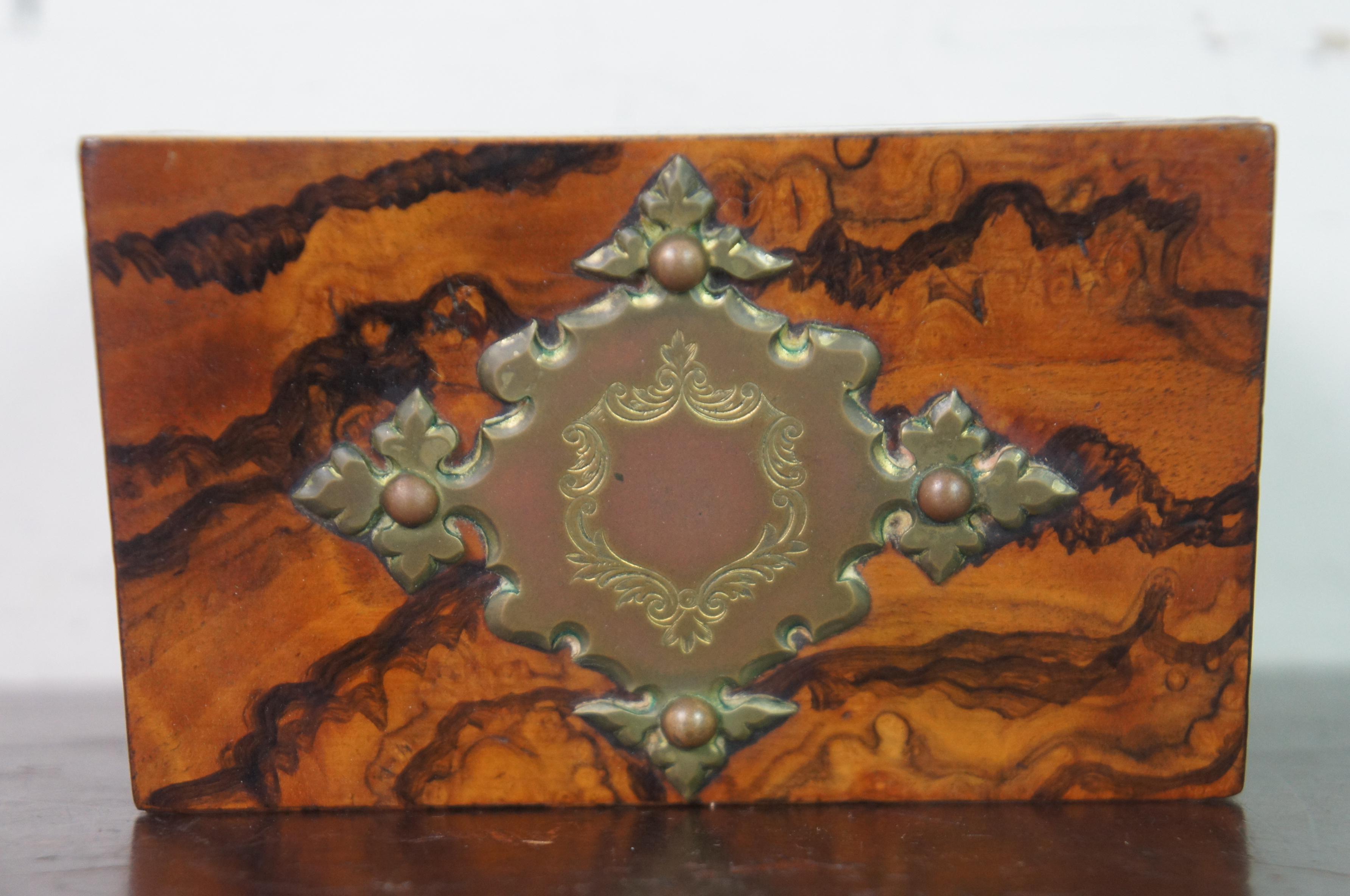 19th Century Antique Victorian Burr Walnut Perfume Bottle Apothecary Caddy Box Casket For Sale
