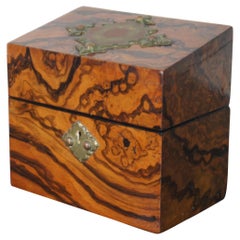 Antiguo frasco de perfume de nogal victoriano Caja de boticario cofre