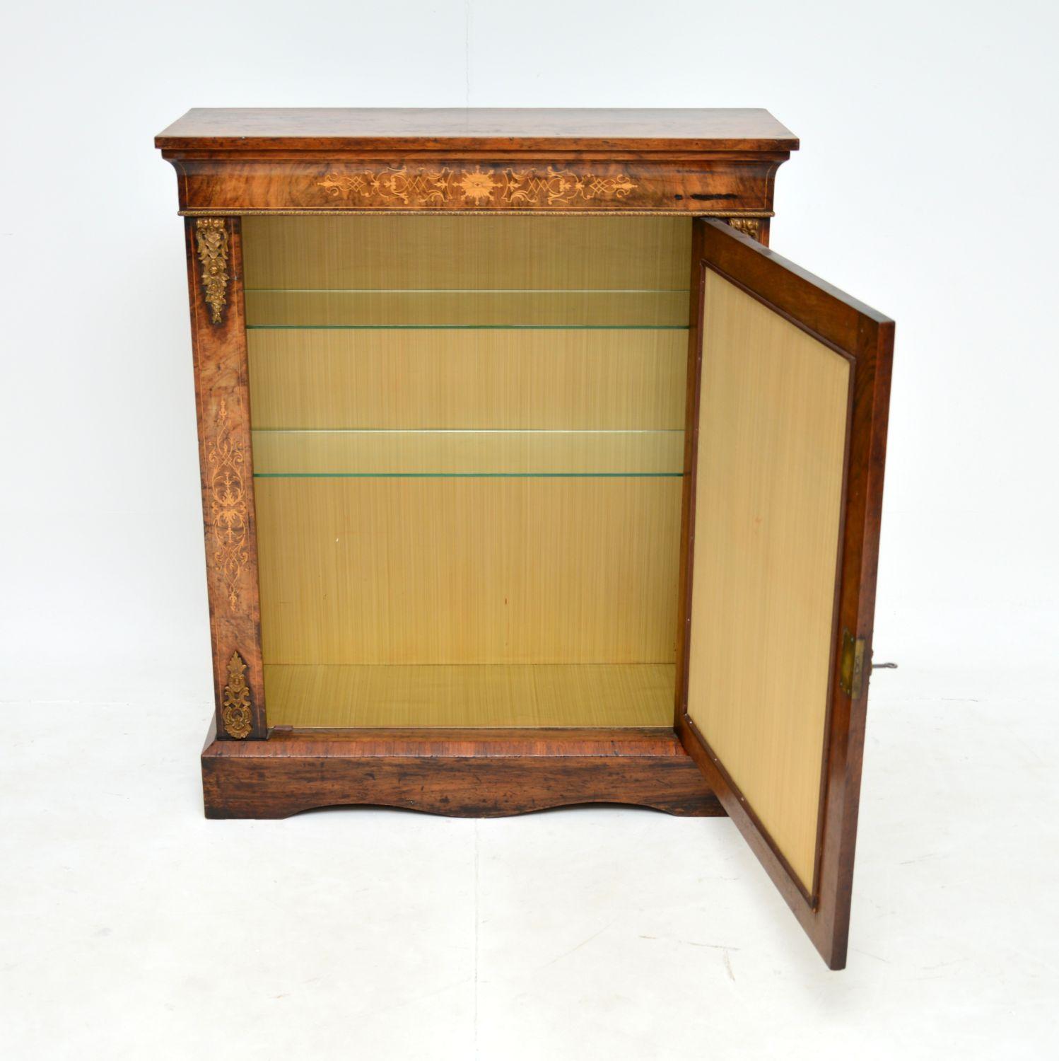English Antique Victorian Burr Walnut Pier Cabinet For Sale