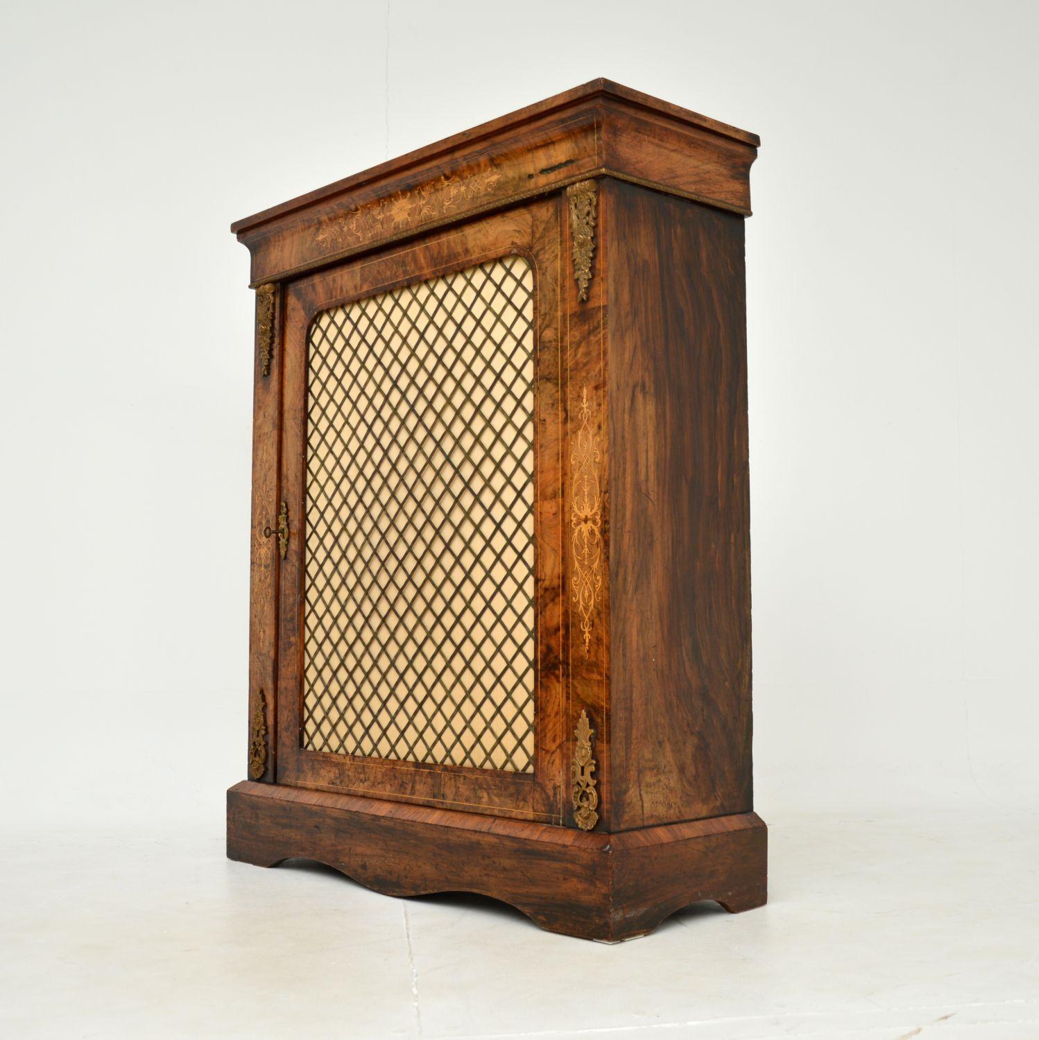 19th Century Antique Victorian Burr Walnut Pier Cabinet For Sale