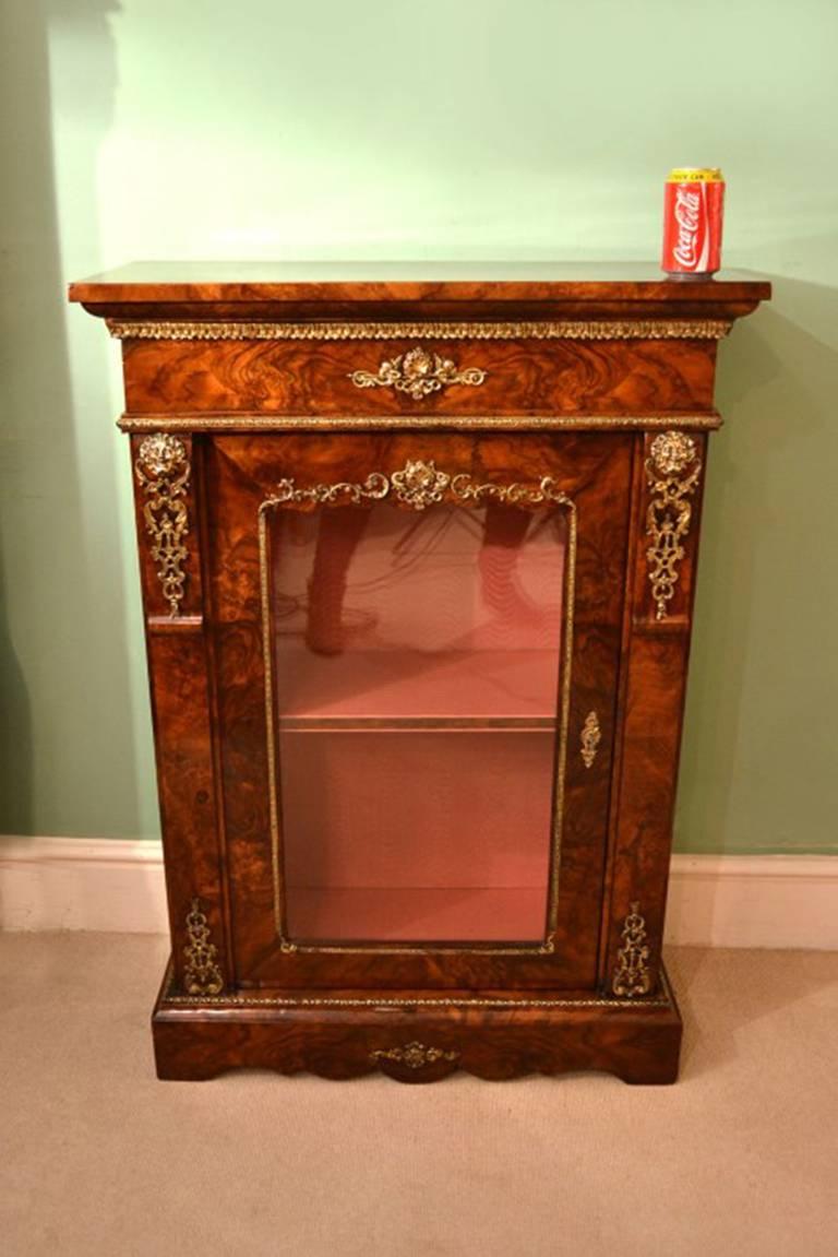 Antique Victorian Burr Walnut Pier Cabinet, 19th Century 8