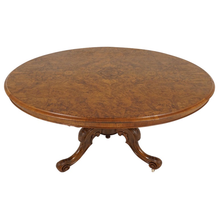 Table Basse Victorienne Ancienne Noyer Décorations Angleterre '800