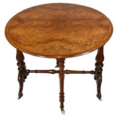 Antique Victorian Burr Walnut Sutherland Drop Leaf Table