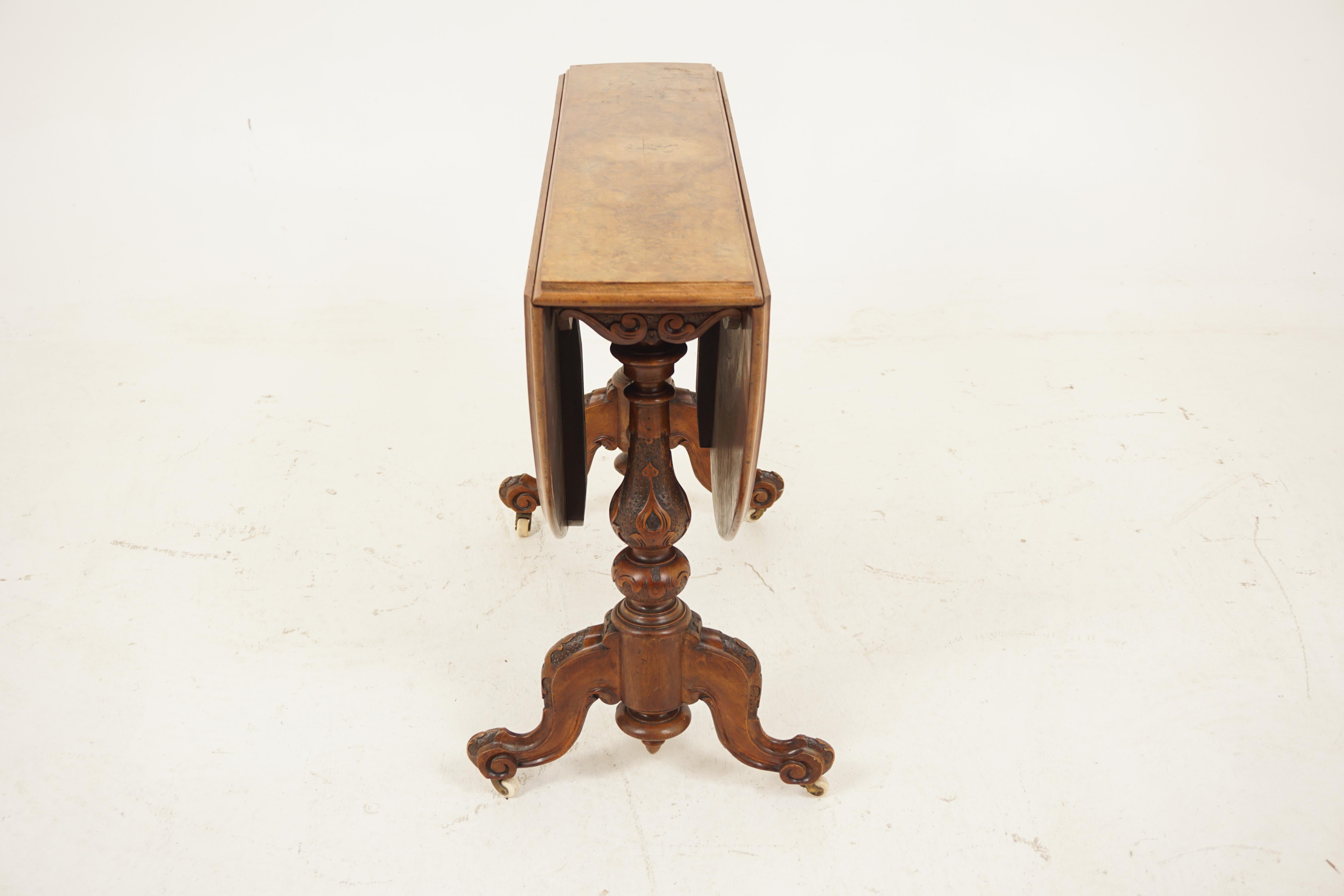 Antique Victorian Burr Walnut Sutherland Table, Scotland 1870, H281 5