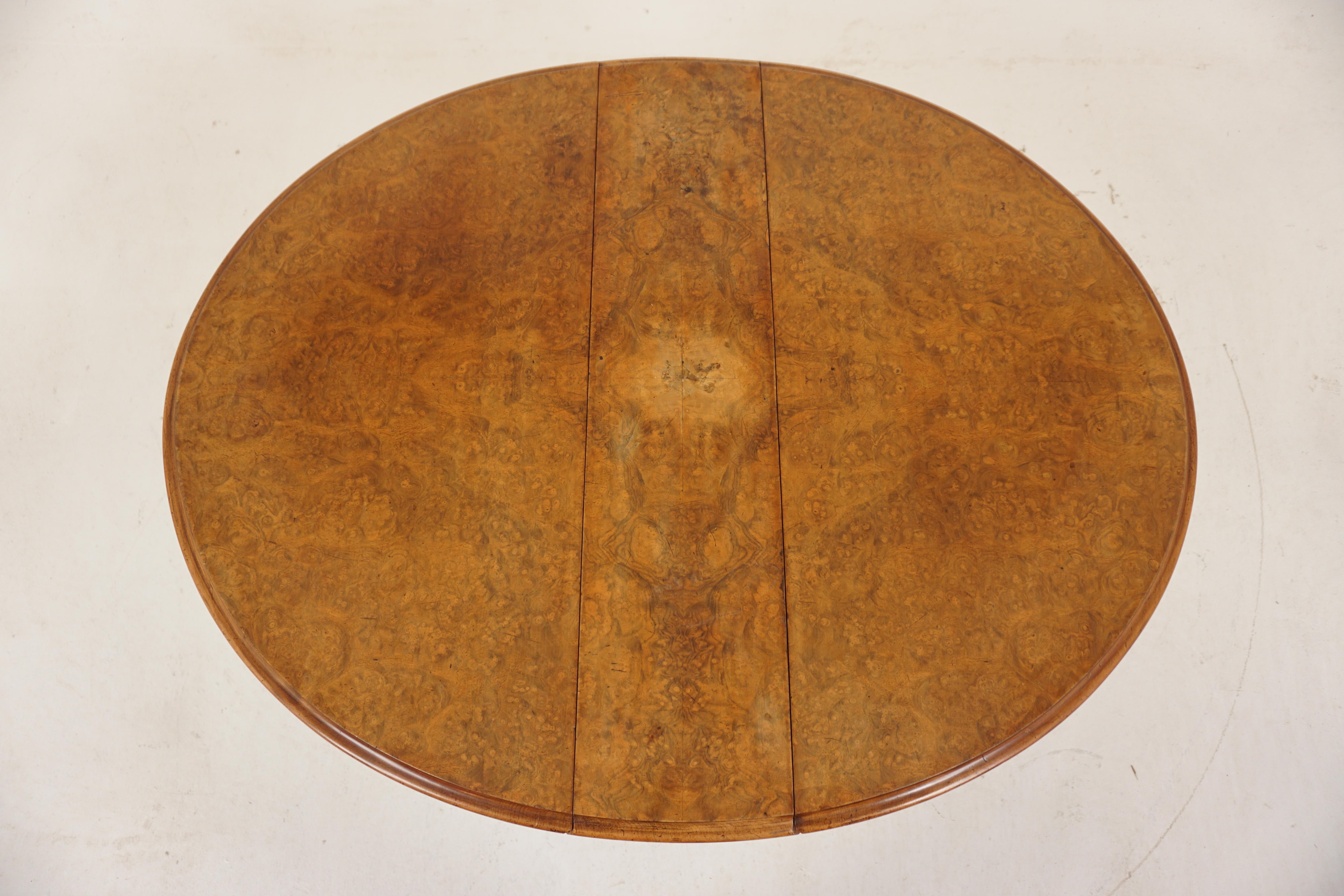 Antique Victorian Burr Walnut Sutherland Table, Scotland 1870, H281 3