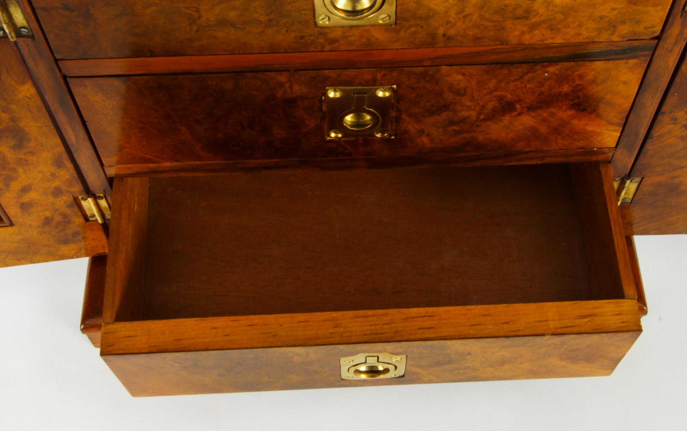 Antique Victorian Burr Walnut Table Top Jewellery Collectors Cabinet 19th C 5