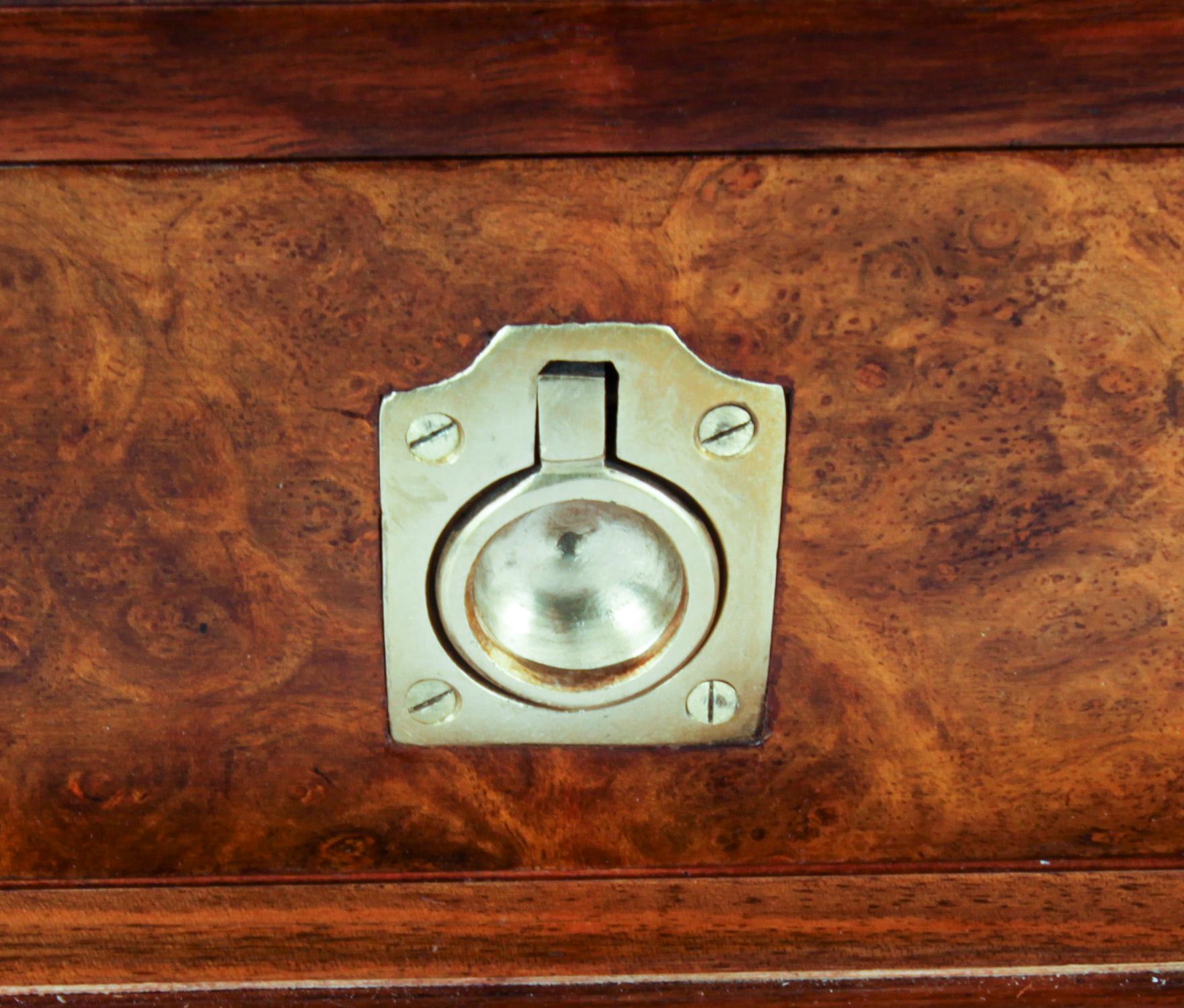 Late 19th Century Antique Victorian Burr Walnut Table Top Jewellery Collectors Cabinet 19th C