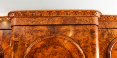 Antique Victorian Burr Walnut Three Door Breakfront Wardrobe 19th C
