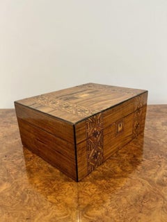 Antique Victorian burr walnut Tunbridgeware inlaid work box