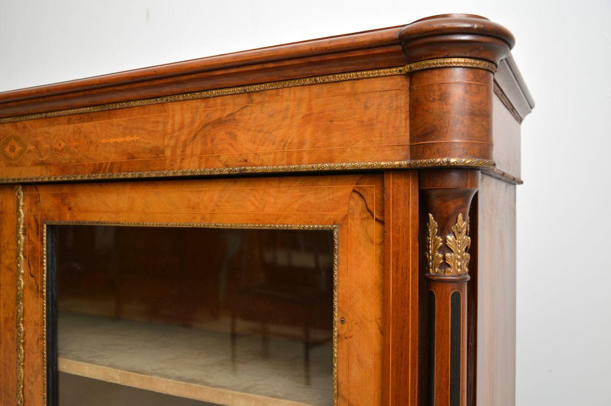 Antique Victorian Burr Walnut Twin Pier Cabinet / Bookcase For Sale 5