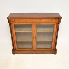 Antique Victorian Burr Walnut Twin Pier Cabinet / Bookcase