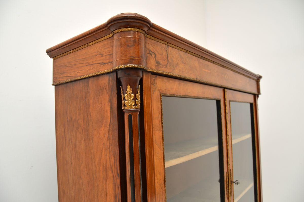 Antique Victorian Burr Walnut Twin Pier Cabinet / Bookcase For Sale 2