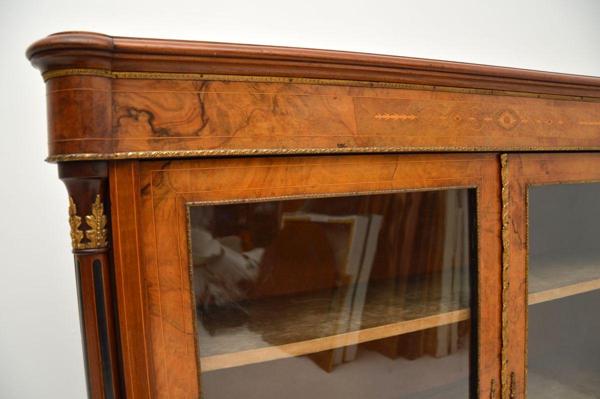 Antique Victorian Burr Walnut Twin Pier Cabinet / Bookcase For Sale 3