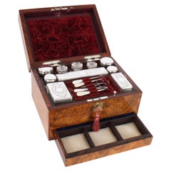 Antique Victorian Burr Walnut Vanity Box C1860 19th C