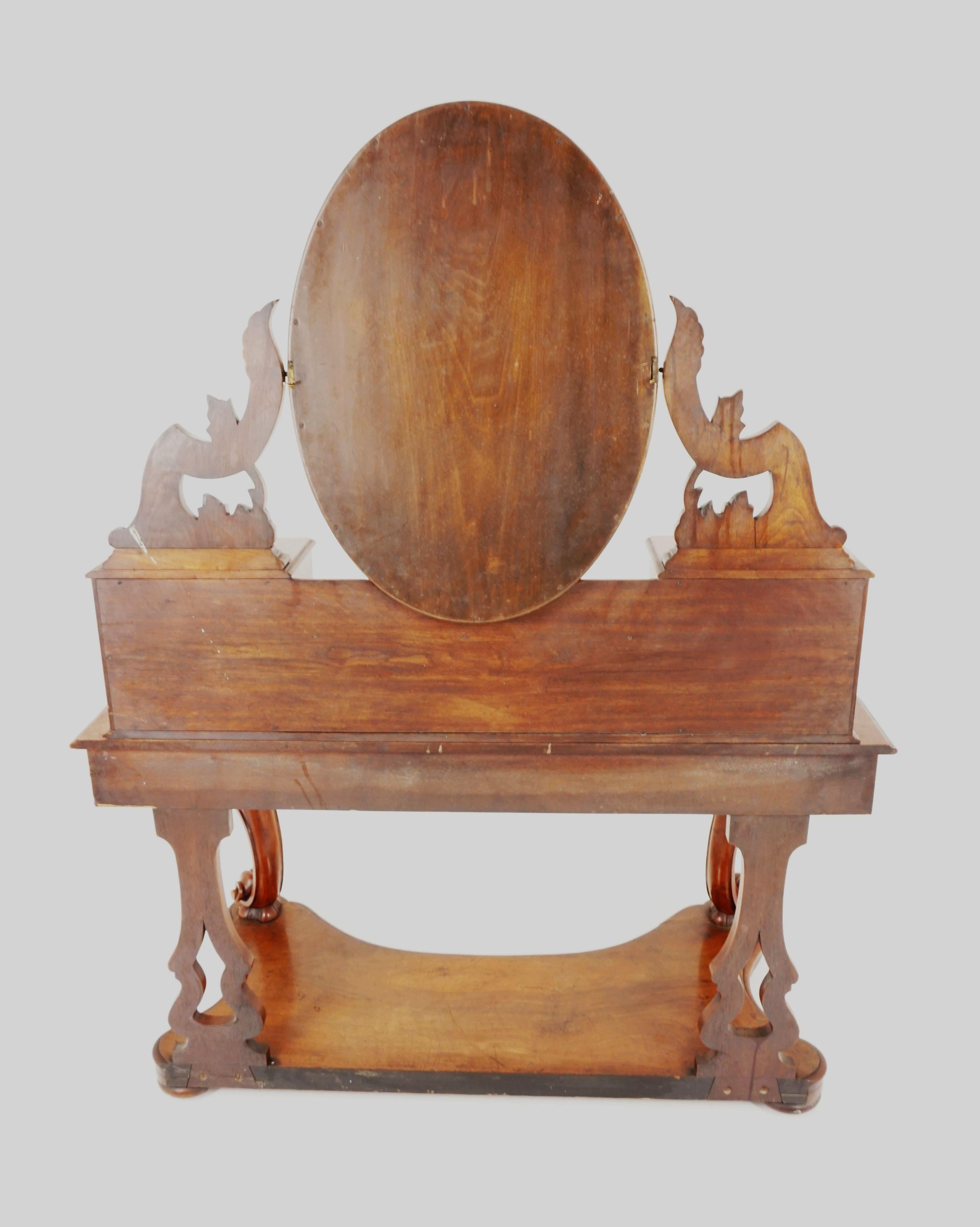 Antique Victorian Burr Walnut Vanity Dressing Table, Scotland, 1870, B2125 4