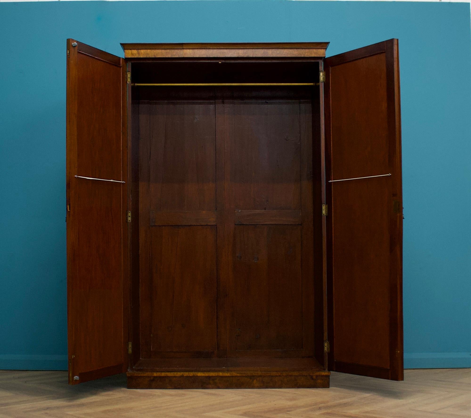 Mid-19th Century Antique Victorian Burr Walnut Wardrobe, 1860s