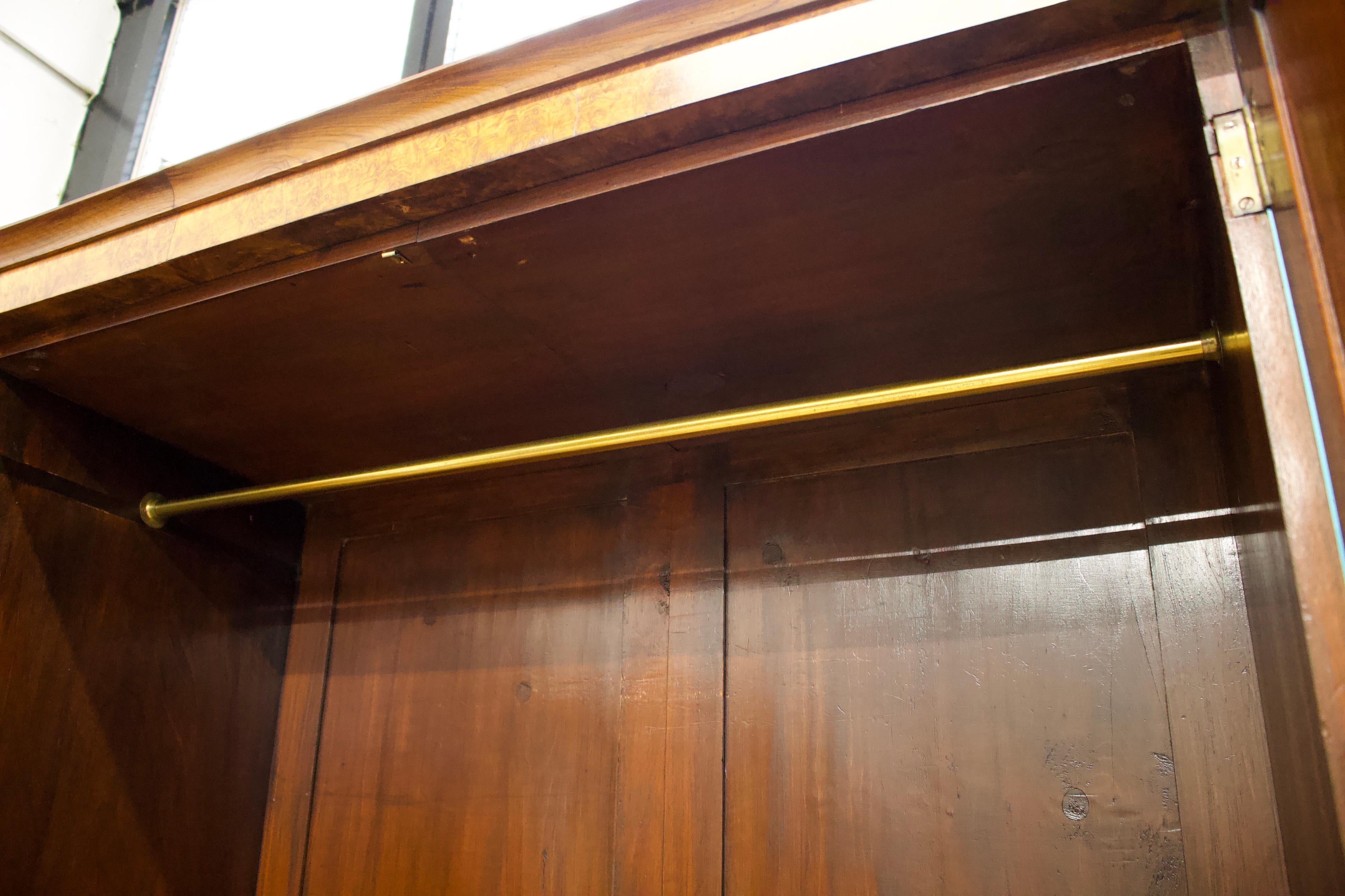 Wood Antique Victorian Burr Walnut Wardrobe, 1860s