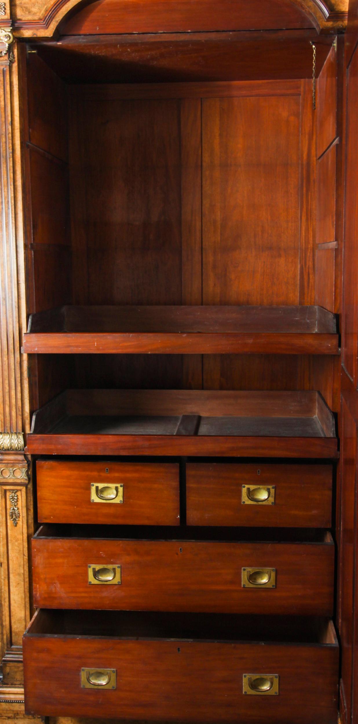 Antique Victorian Burr Walnut Wardrobe Holland & Sons 19th Century 2