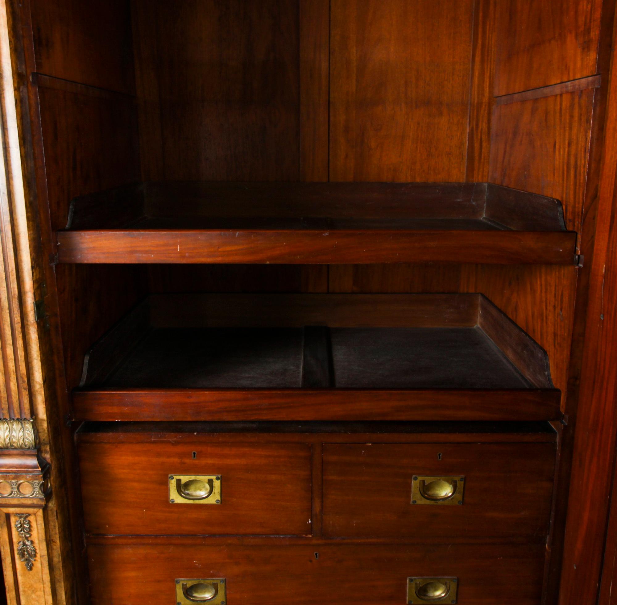 Antique Victorian Burr Walnut Wardrobe Holland & Sons 19th Century 9