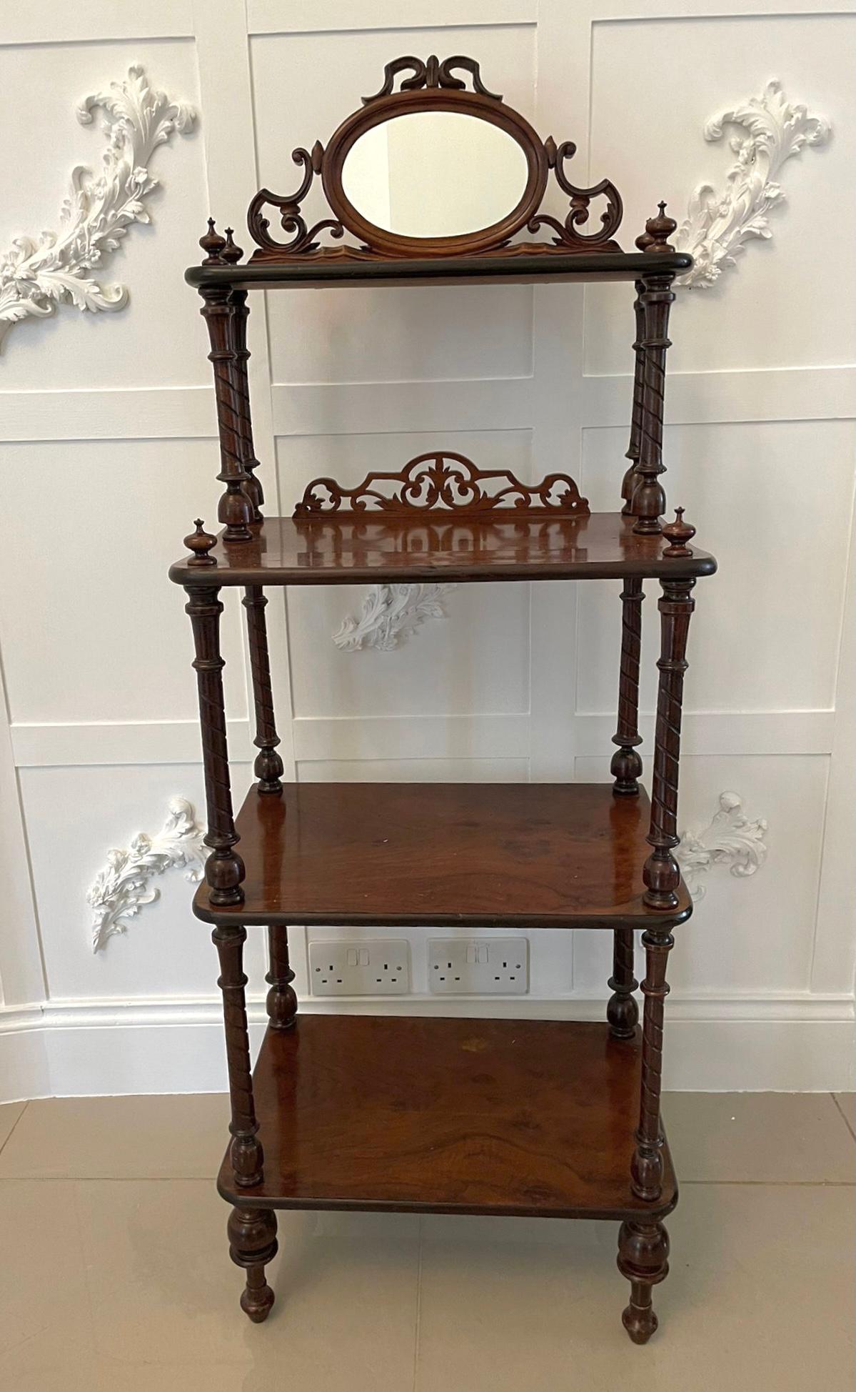 English Antique Victorian Burr Walnut Whatnot  For Sale