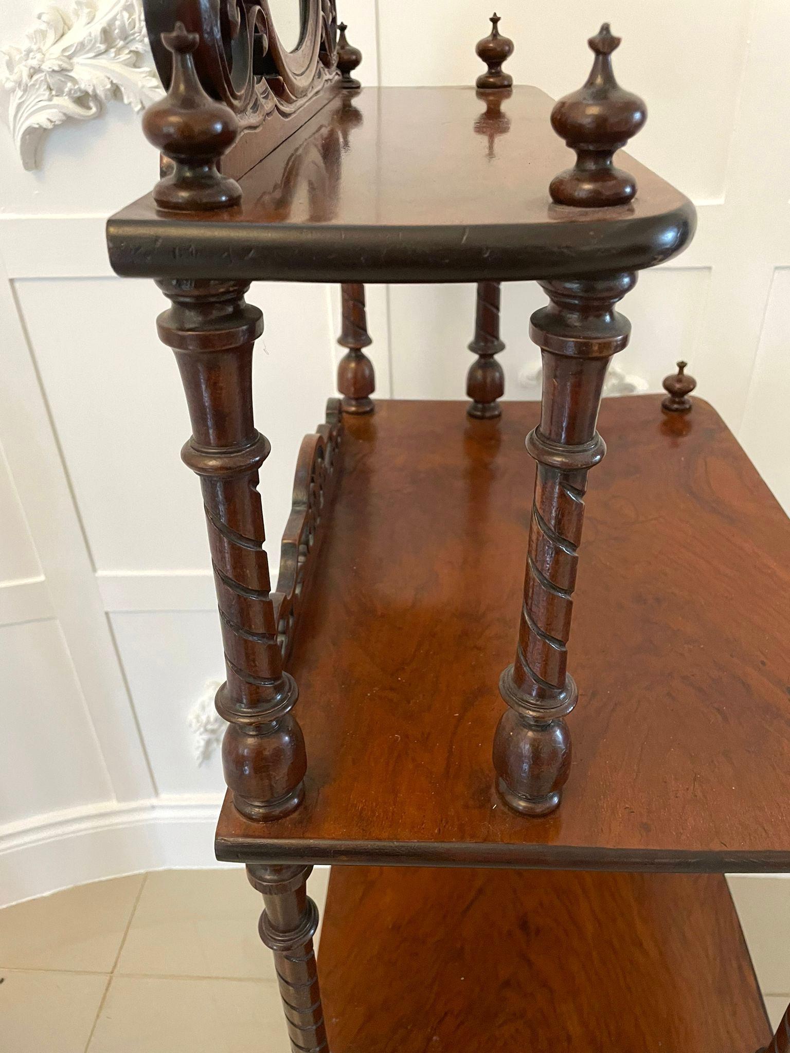 Mid-19th Century Antique Victorian Burr Walnut Whatnot  For Sale