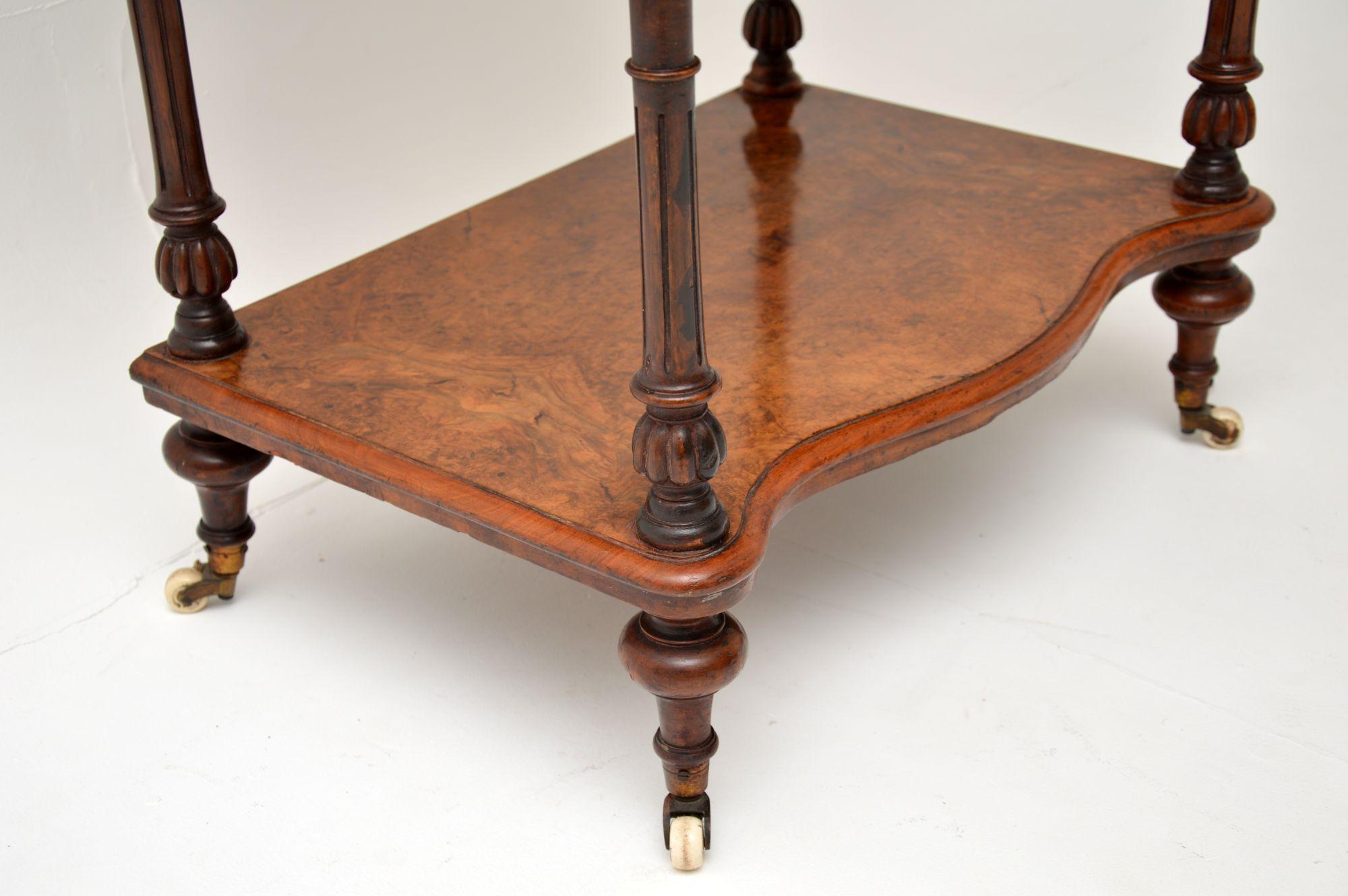 Antique Victorian Burr Walnut Whatnot Side Table 4
