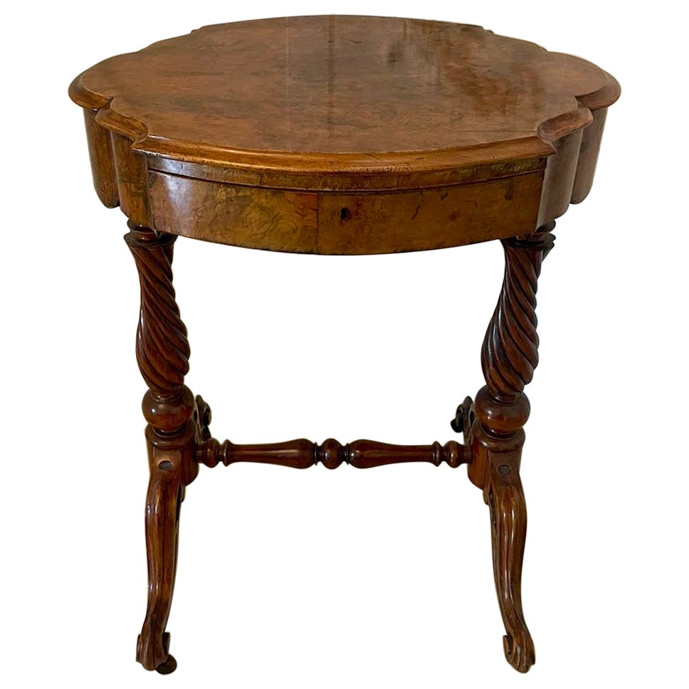 Antique Victorian Burr Walnut Work Lamp Table