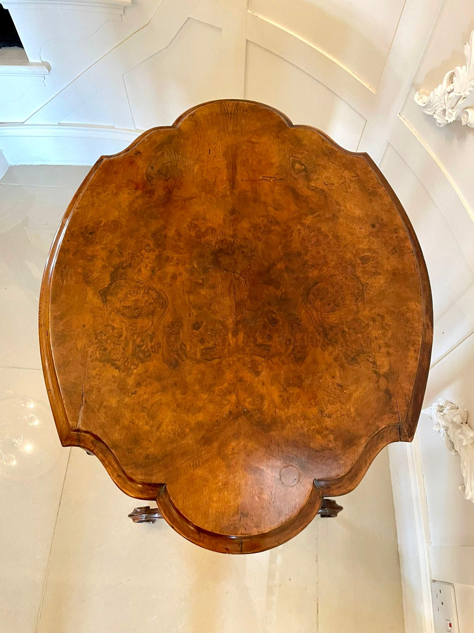 Antique Victorian Burr Walnut Work Table For Sale 10