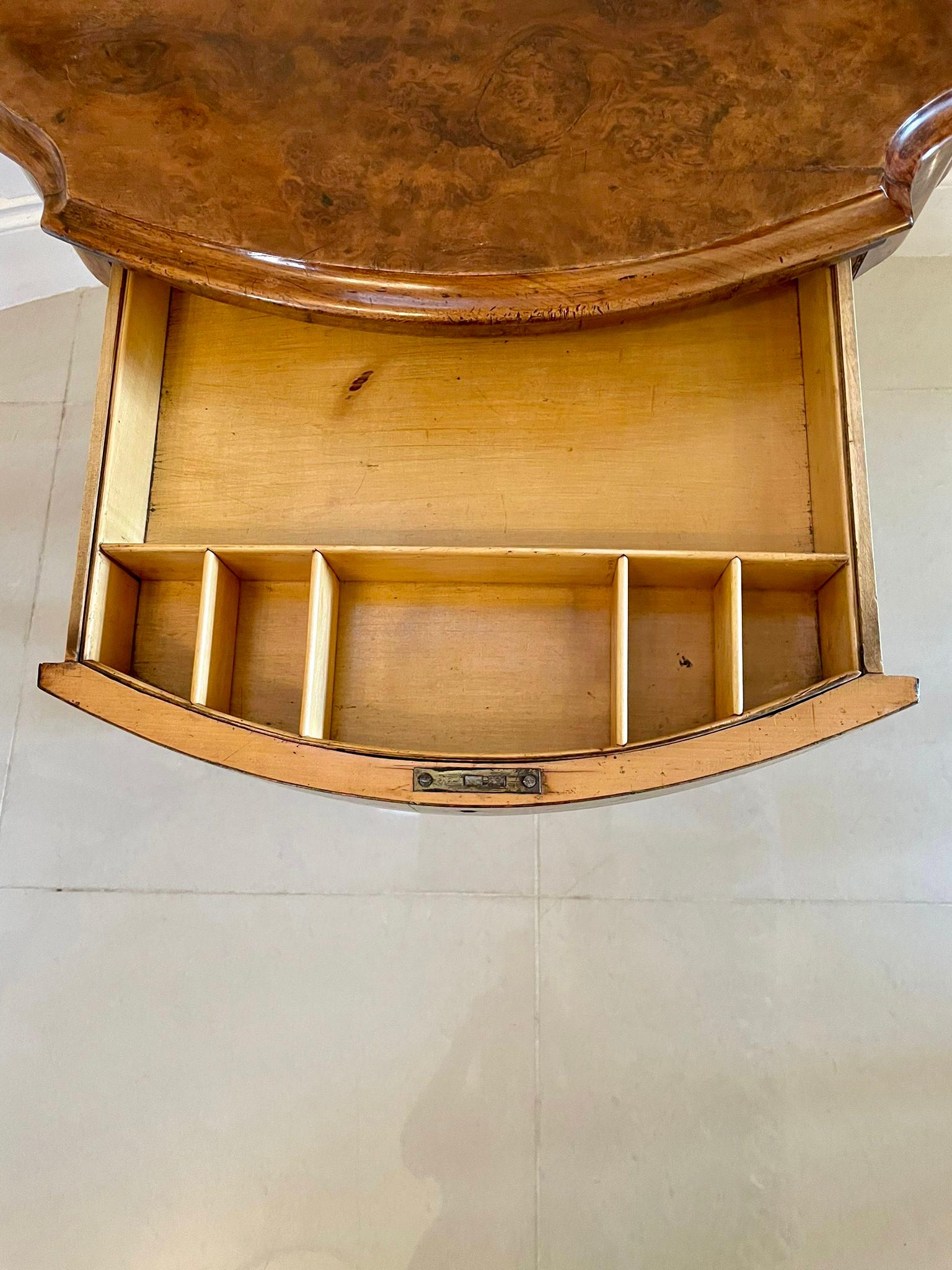 Antique Victorian Burr Walnut Work Table For Sale 1